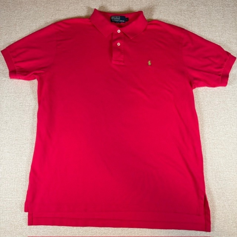 Polo by Ralph Lauren‎ Men's Bright Pink Cotton Short Sleeve Polo Shirt LG